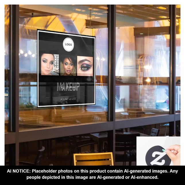 Makeup Studio Elegant Photo Collage Logo  Window Cling (Creator Uploaded)