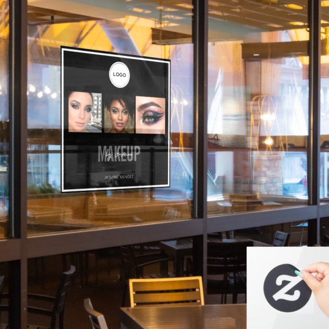 Makeup Studio Elegant Photo Collage Logo  Window Cling (Restaurant Window)