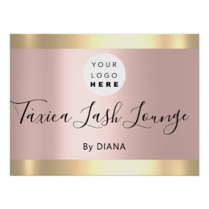 Makeup Studio Eyelashes Extension Logo Rose Gold Poster