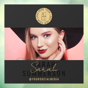 Makeup Studio Logo Black Gold Social Media Window Cling