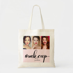 Makeup Studio QR Code Photo Collage Salon Tote Bag