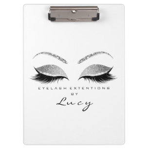 Makeup Stylist Beauty Lashes Glitter Silver White Clipboard