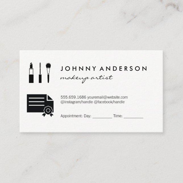 Makeup Tools Certified Appointment Card (Front)