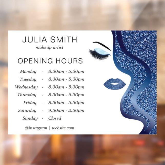 Makeup with dark blue glitter effect window cling (Sheet 2)