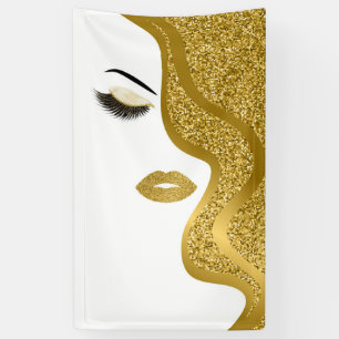 Makeup with glitter effect banner