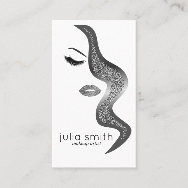 Makeup with glitter effect business card (Front)