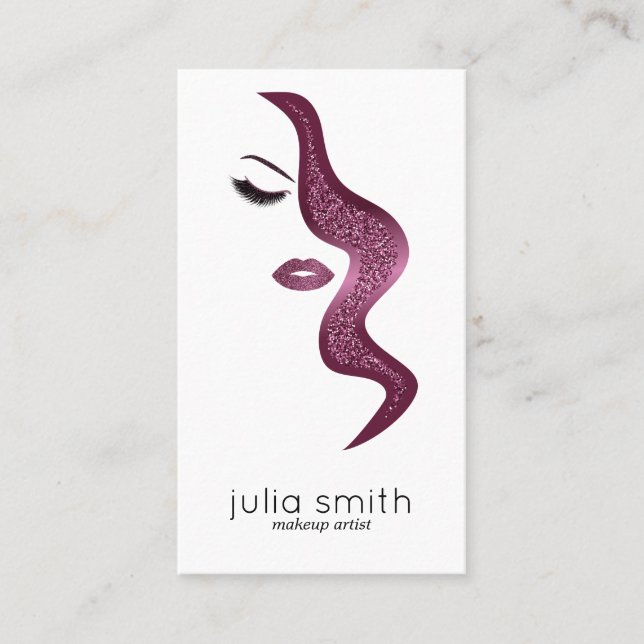 Makeup with glitter effect business card (Front)
