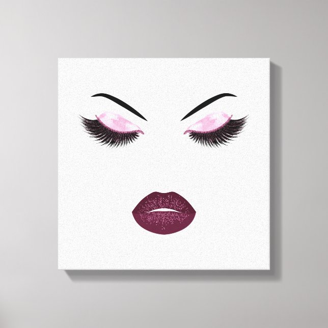 Makeup with glitter effect canvas print (Front)
