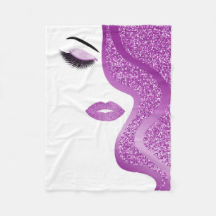 Makeup with glitter effect fleece blanket