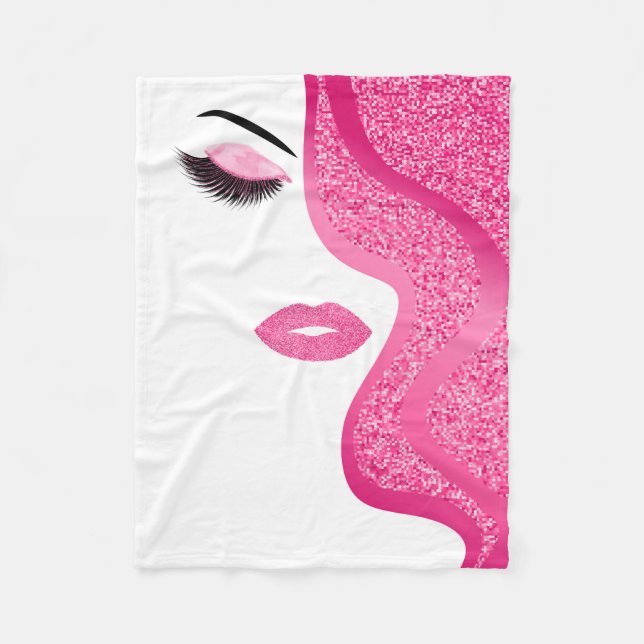 Makeup with glitter effect fleece blanket (Front)