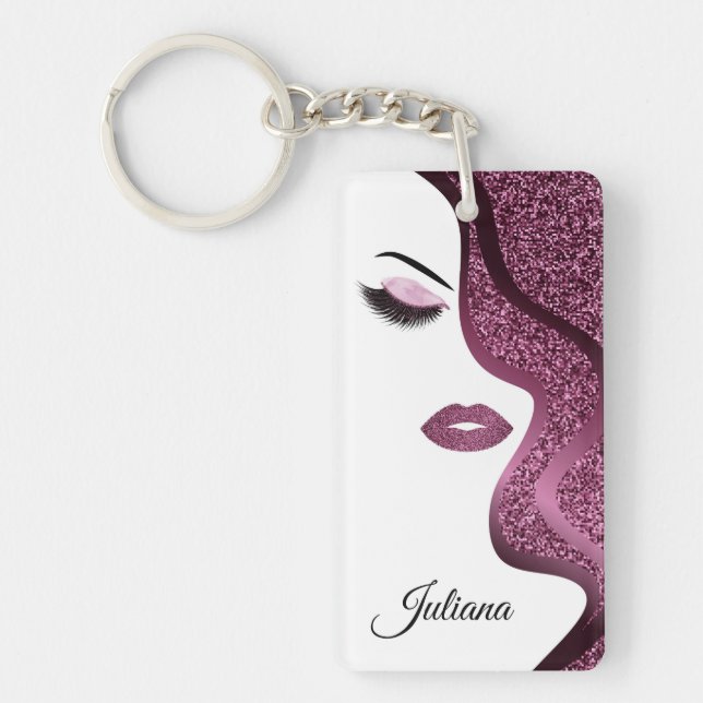 Makeup with glitter effect keychain (Front)