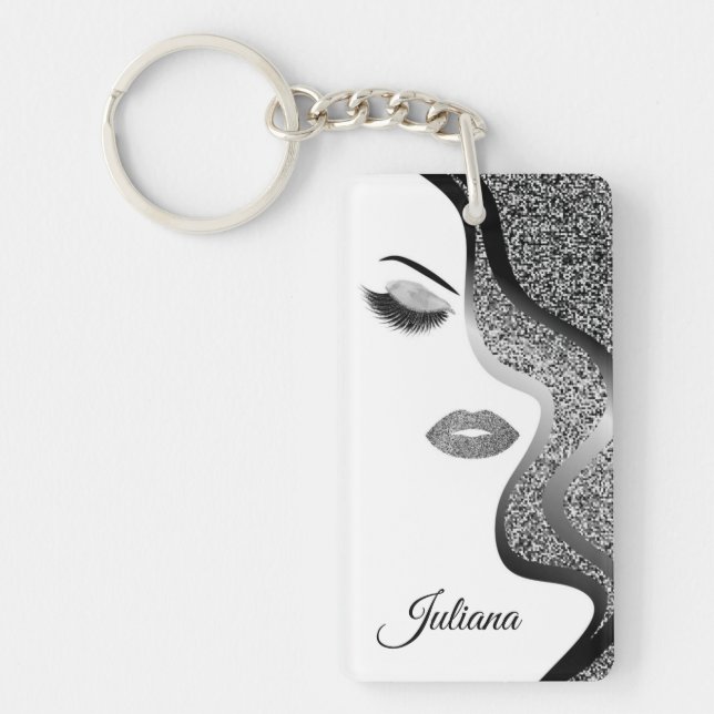 Makeup with glitter effect keychain (Front)