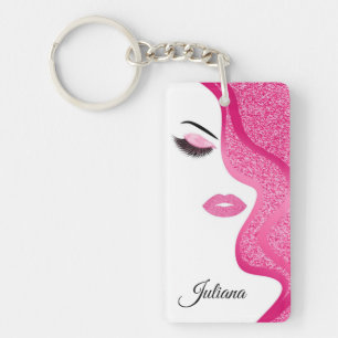 Makeup with glitter effect keychain