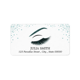 Makeup with glitter effect label