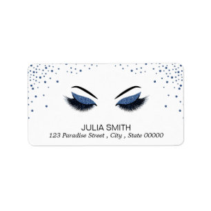 Makeup with glitter effect label