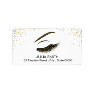 Makeup with glitter effect label