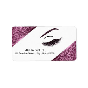 Makeup with glitter effect label