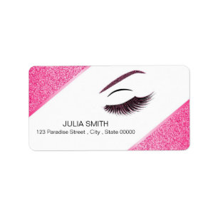 Makeup with glitter effect label