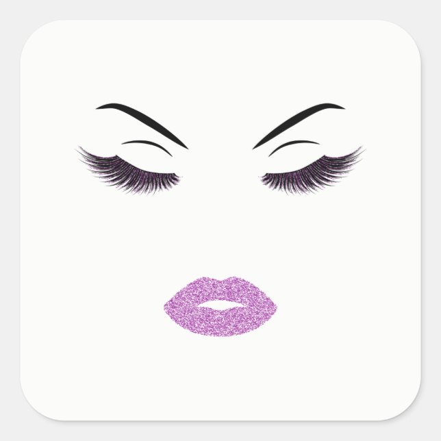 Makeup with glitter effect square sticker (Front)