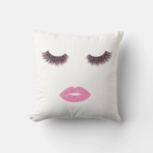 Makeup with glitter effect throw pillow