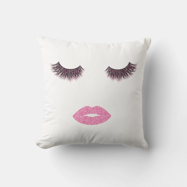 Makeup with glitter effect throw pillow (Front)