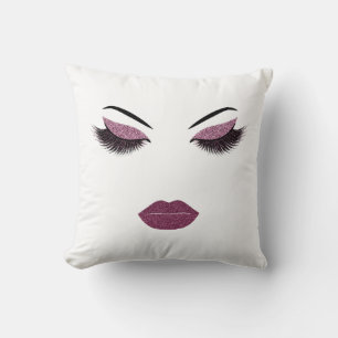 Makeup with glitter effect throw pillow