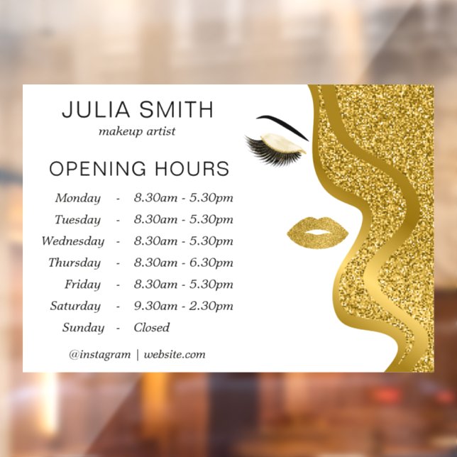 Makeup with gold glitter effect window cling (Sheet 2)