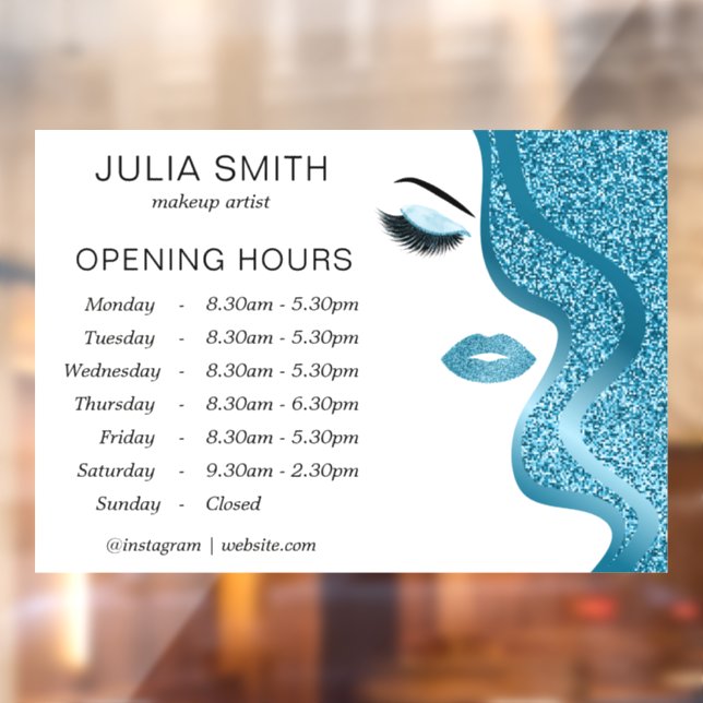 Makeup with light blue glitter effect window cling (Sheet 2)