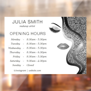 Makeup with silver glitter effect window cling