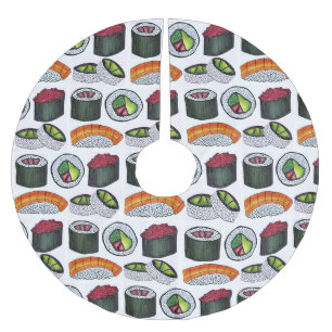 Maki Japanese Food Sushi Rolls Spicy Tuna Avocado Brushed Polyester Tree Skirt