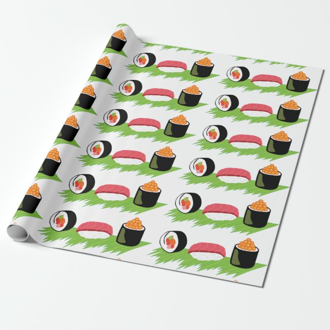 Maki Nigiri Ikura Wrapping Paper (Unrolled)