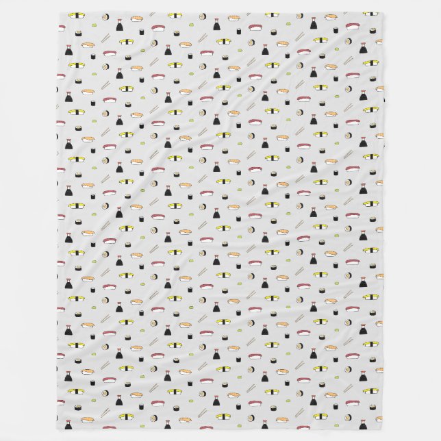 Maki Nigiri Wasabi Chopsticks Soy Sauce Sushi Set Fleece Blanket (Front)