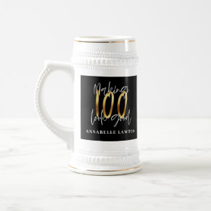 Making 100 look good gold birthday beer stein