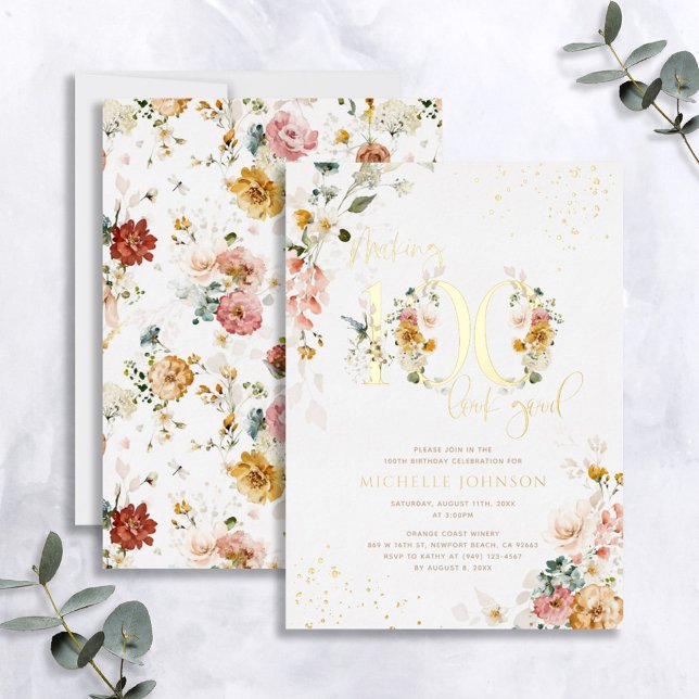 Making 100 Look Good Pink Floral Gold (Creator Uploaded)