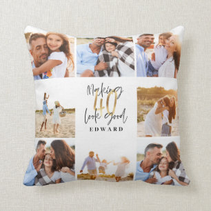 Making 40 look good gold black photo birthday throw pillow