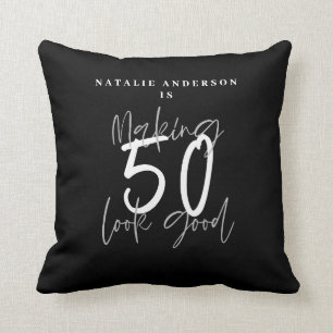 Making 50 look good birthday celebration throw pillow