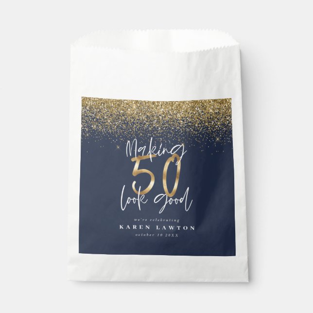 Making 50 look good birthday celebration wine labe favour bag (Front)