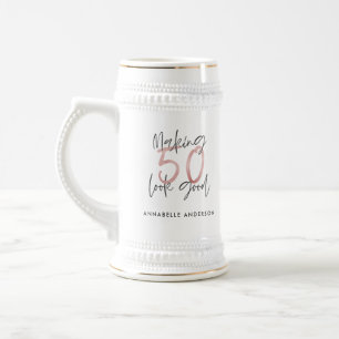 Making 50 look good girly pink glitter birthday beer stein