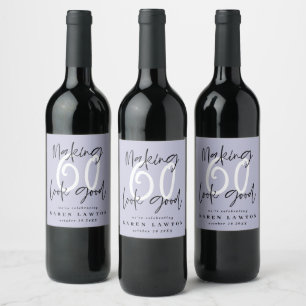 Making 60 look good colourful birthday celebration wine label