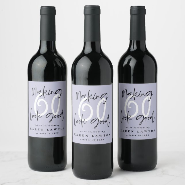 Making 60 look good colourful birthday celebration wine label (Bottles)