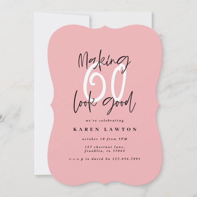 Making 60 look good colourful birthday invitation (Front)