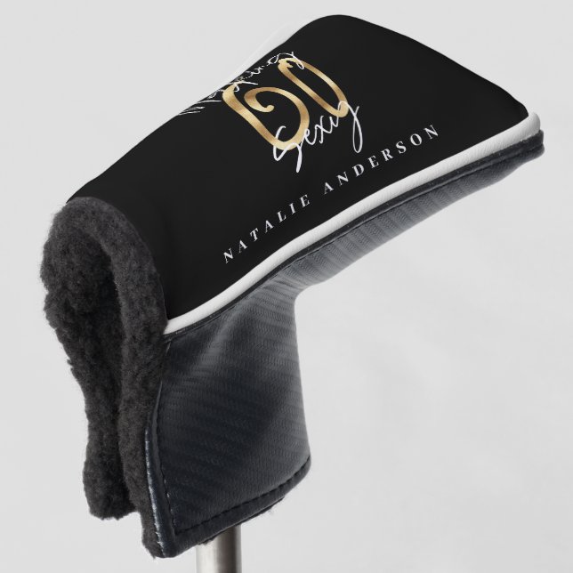 Making 60 look good gold birthday celebration golf golf head cover (3/4 Front)