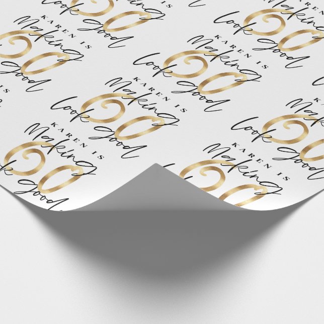 Making 60 look good gold birthday gift wrap (Corner)