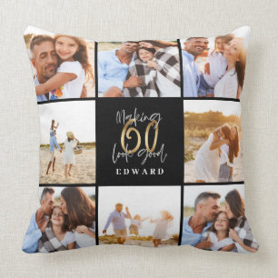 Making 60 look good gold black photo birthday throw pillow