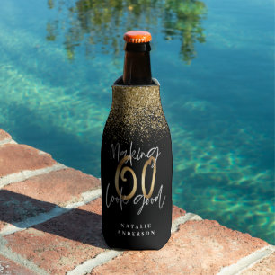 Making 60 look good gold glitter birthday bottle cooler