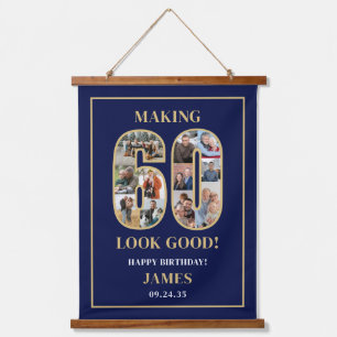 Making 60 Look Good Photo Collage 60th Birthday  Hanging Tapestry