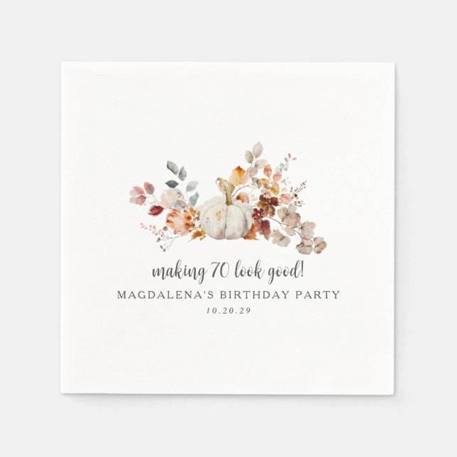 Making 70 Look Good Custom Fall Birthday Napkin (Front)