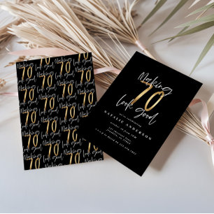 Making 70 look good gold birthday invitation