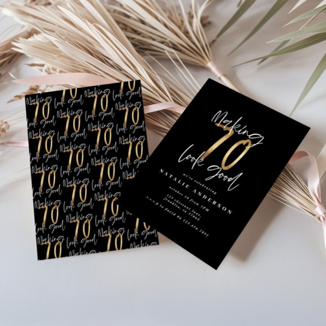 Making 70 look good gold birthday invitation (Creator Uploaded)
