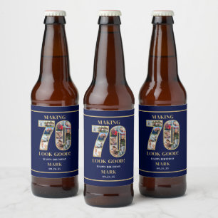 Making 70 Look Good Photo Collage 70th Birthday Beer Bottle Label